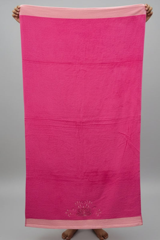 COTTON  TOWEL Embroidery Border (30x60)Pink