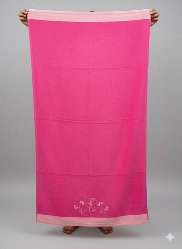COTTON  TOWEL Embroidery Border (30x60)Pink
