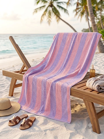 Cotton Towel Jumbo Bathsheet |Lavendor Pink Stripe