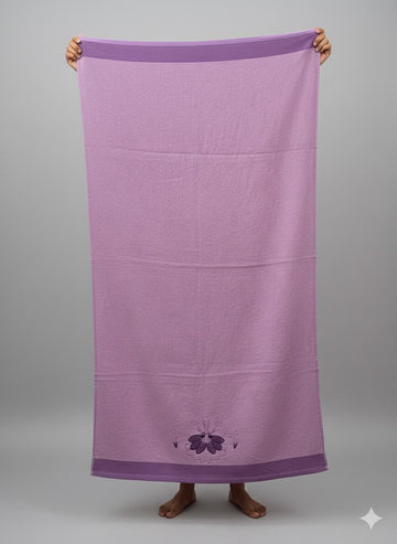 COTTON  TOWEL Embroidery Border (30x60)Lavendor