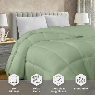 Soft Saga Green Quilted Razai with Corner Tabs
