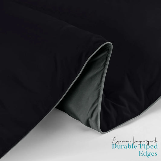 Soft Black/Grey Quilted Razai with Corner Tabs