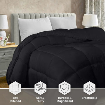 Soft Black Quilted Razai with Corner Tabs