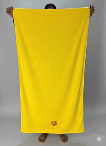 COTTON  TOWEL Embroidery Border (30x60)Yellow