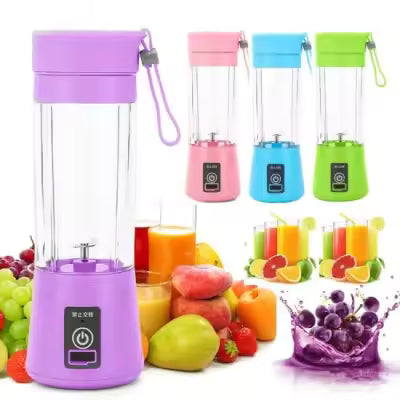 USB Rechargeable Juicer Blender 6 Blades Electric Blender Mini Portable Personal Size Juicer Cup USB Rechargeable Mixer 380ml Food Grade Water Bottle Portable Fruit Juicer Machine