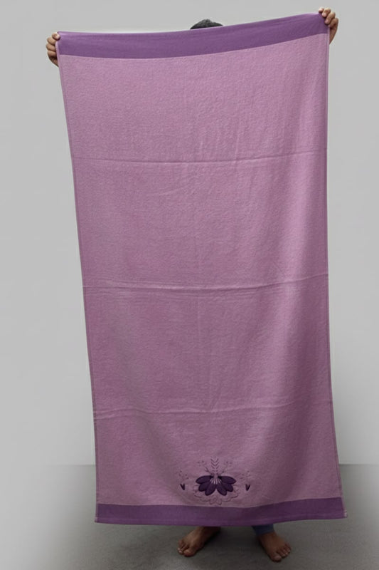 COTTON  TOWEL Embroidery Border (30x60)Lavendor