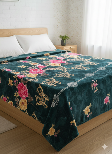 Summer Ac Blanket Luxury Stuff(Green Pink Flower)