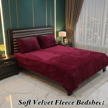 Luxury Soft Fleece Bedheet Meroon