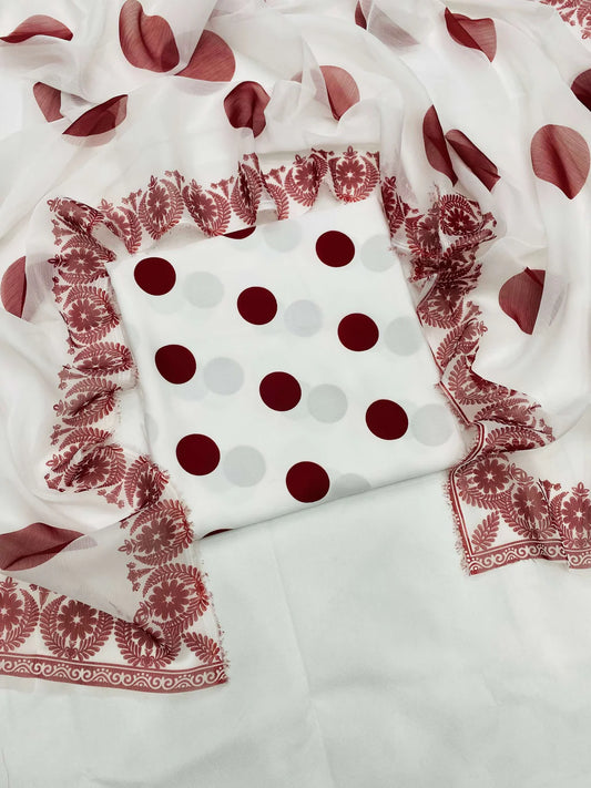 SWISS LAWN POLKA White Meroon