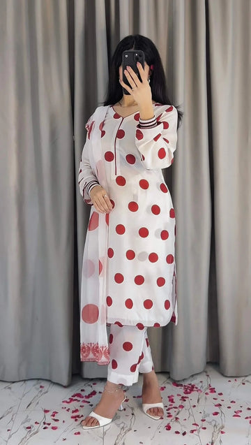 SWISS LAWN POLKA White Meroon