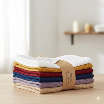 Waffle Weave Kitchen Duster | 100% Pure Cotton | Multi-Color pack of 6