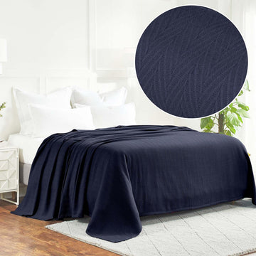 ULTRA SOFT THERMAL BLANKET – Nevy (Double Bed 210x240 cm) | 100% Cotton Weave | Four-Season Comfort | 250 GSM