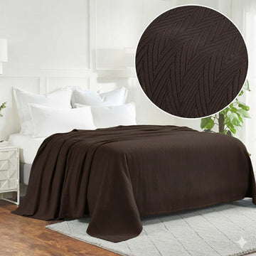 ULTRA SOFT THERMAL BLANKET – Brown (Double Bed 210x240 cm) | 100% Cotton Weave | Four-Season Comfort | 250 GSM