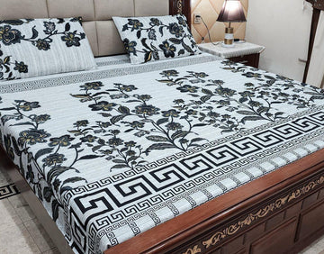 Crystal Cotton Bedsheet |3 Pcs Bedsheet Set | Colour And Stuff 100% Guarantee