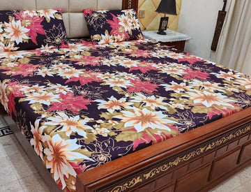 Crystal Cotton Bedsheet |3 Pcs Bedsheet Set | Colour And Stuff 100% Guaranteed