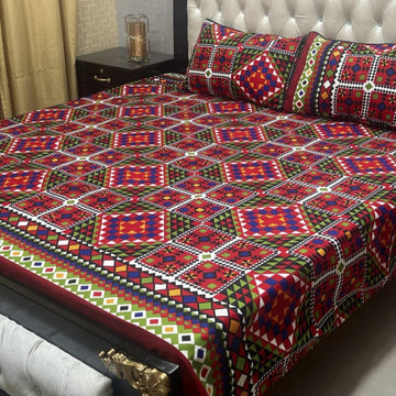 Crystal Cotton Bedsheet |3 Pcs Bedsheet Set | Colour And Stuff 100% Guaranteed