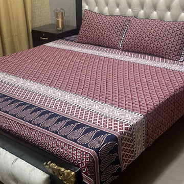 Crystal Cotton Bedsheet |3 Pcs Bedsheet Set | Colour And Stuff 100% Guaranteed