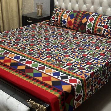 Crystal Cotton Bedsheet |3 Pcs Bedsheet Set | Colour And Stuff 100% Guaranteed