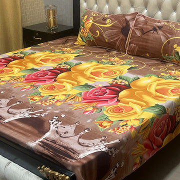 Crystal Cotton Bedsheet |3 Pcs Bedsheet Set | Colour And Stuff 100% Guaranteed