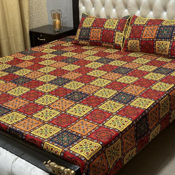 Crystal Cotton Bedsheet |3 Pcs Bedsheet Set | Colour And Stuff 100% Guaranteed