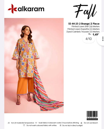 Fall By Al-Karam Studio 3piece lawn unstitch
