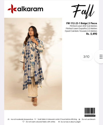 Fall By Al-Karam Studio 3piece lawn unstitch