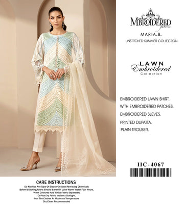 Maria B Embroided Lawn Hit Code (Beige)