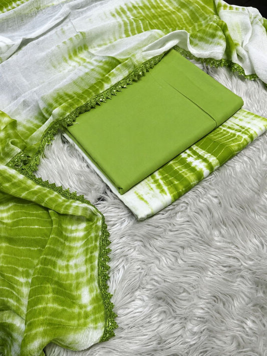 3pc Lawn Tye & Dye Summer Dress |Lime Green