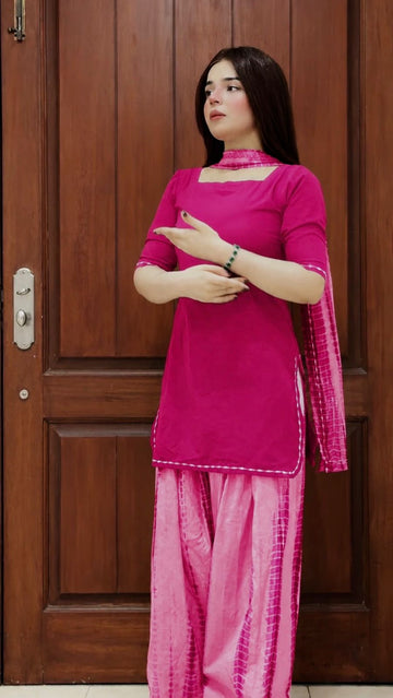 3pc Lawn Tye & Dye Summer Dress | Shoking Pink