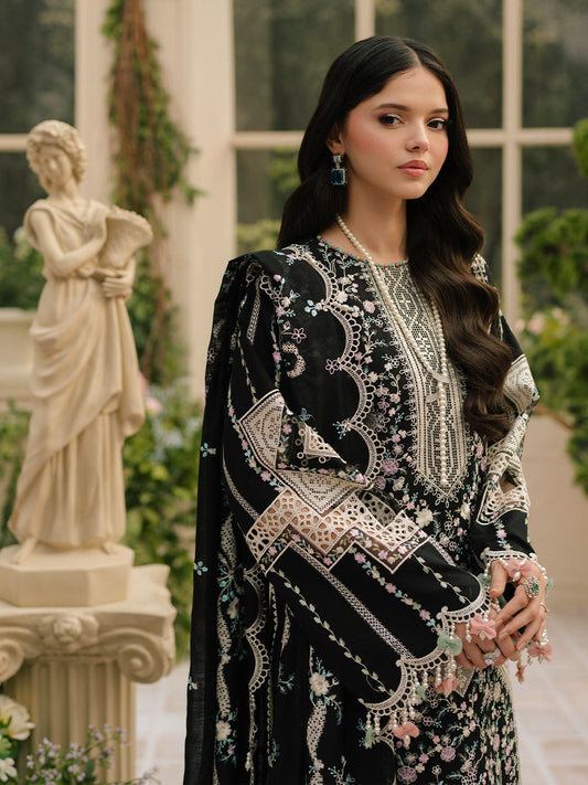 BIN ILYAS | UNSTITCHED LAWN 3PC BLK121
