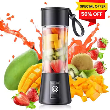 USB Rechargeable Juicer Blender 6 Blades Electric Blender Mini Portable Personal Size Juicer Cup USB Rechargeable Mixer 380ml Food Grade Water Bottle Portable Fruit Juicer Machine